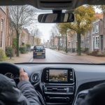 Rijinstructeur begeleidt leerling tijdens rijles in een lesauto op een Nederlandse straat.